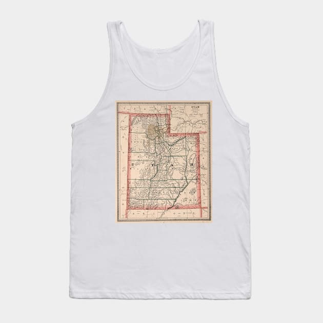 Vintage Map of Utah (1883) Tank Top by Bravuramedia